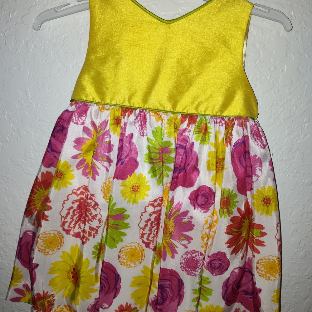 Source Unknown Yellow and Pink Floral Kids Dress